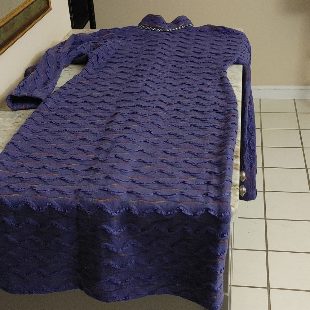 Vintage 80s Purple Long Shift Dolman Sleeves Dress with Texture - Picture 16 of 16